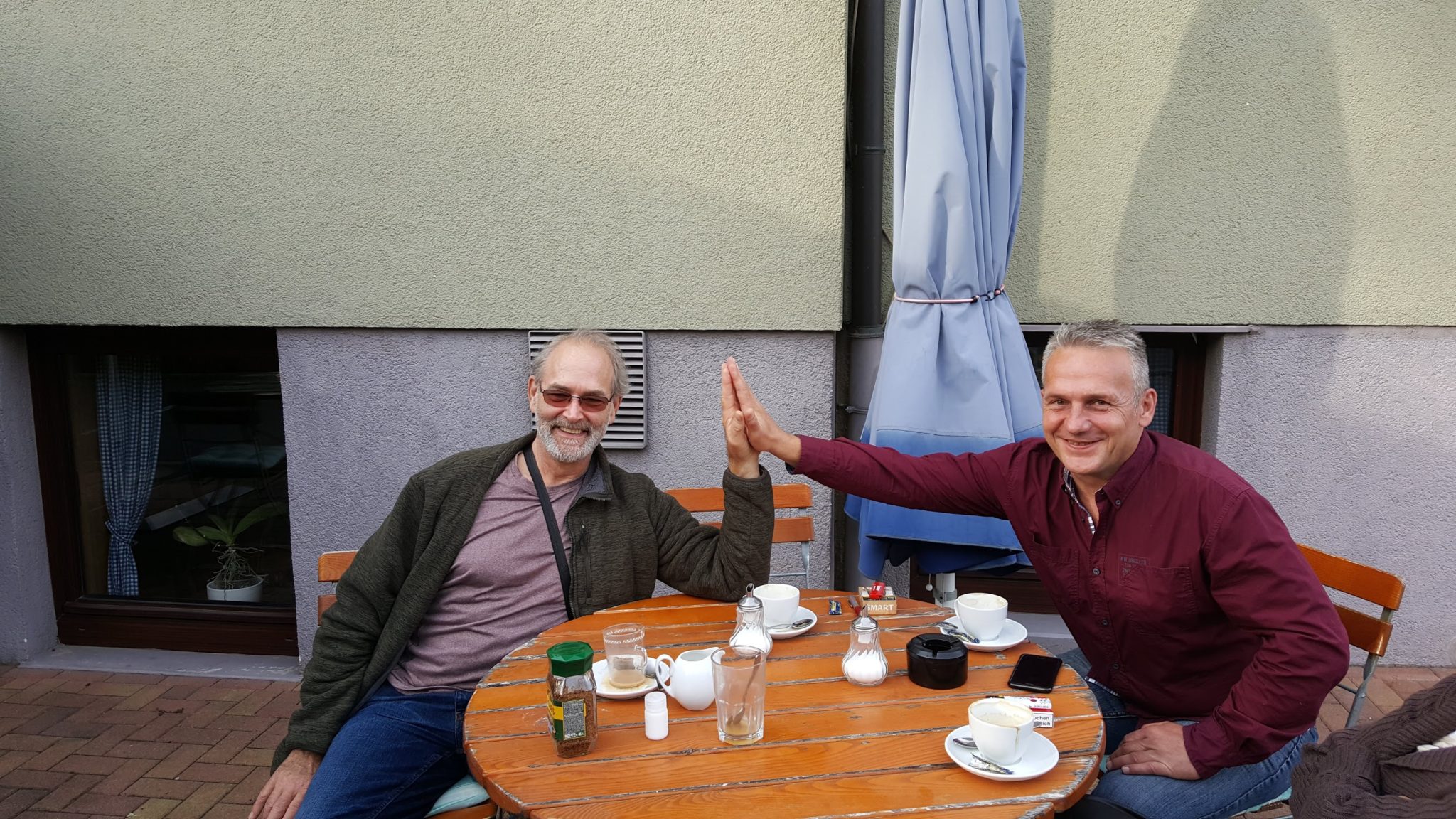 Me on the left with my donor Ralf on the right in September 2018, in Aschaffenburg, Bavaria, Germany thirty months post transplant.